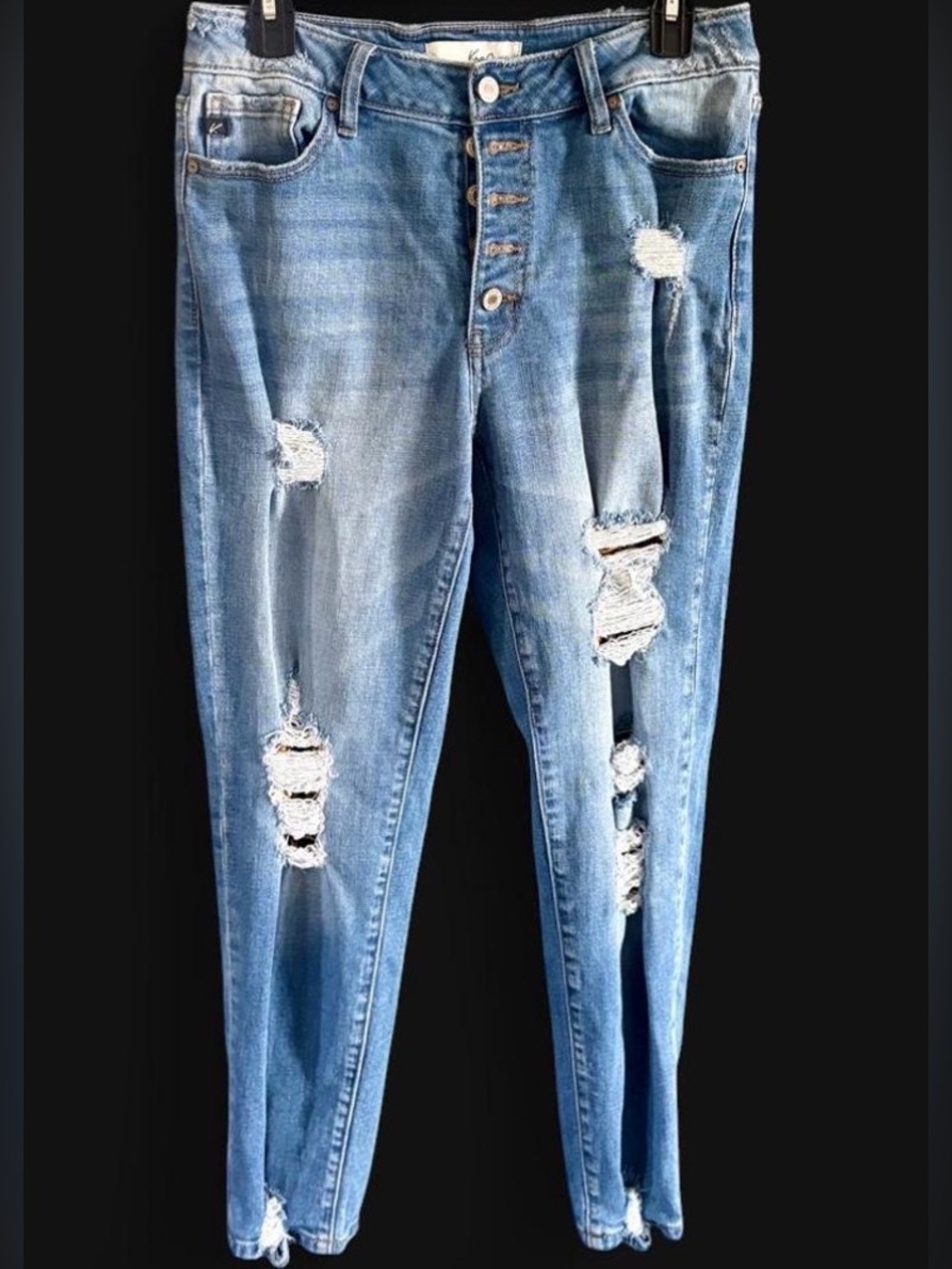 Kancan Distressed Light Blue Women’s Jeans with leopard details size 9/28